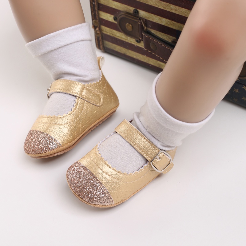Giày Búp Bê Đế Cao Su Mềm Chống Trượt Cho Bé Gái 0-1 Tuổi