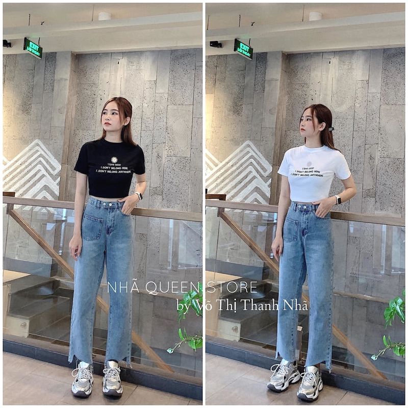 Quần bò JEANS túi sườn xẻ gấu dáng mới