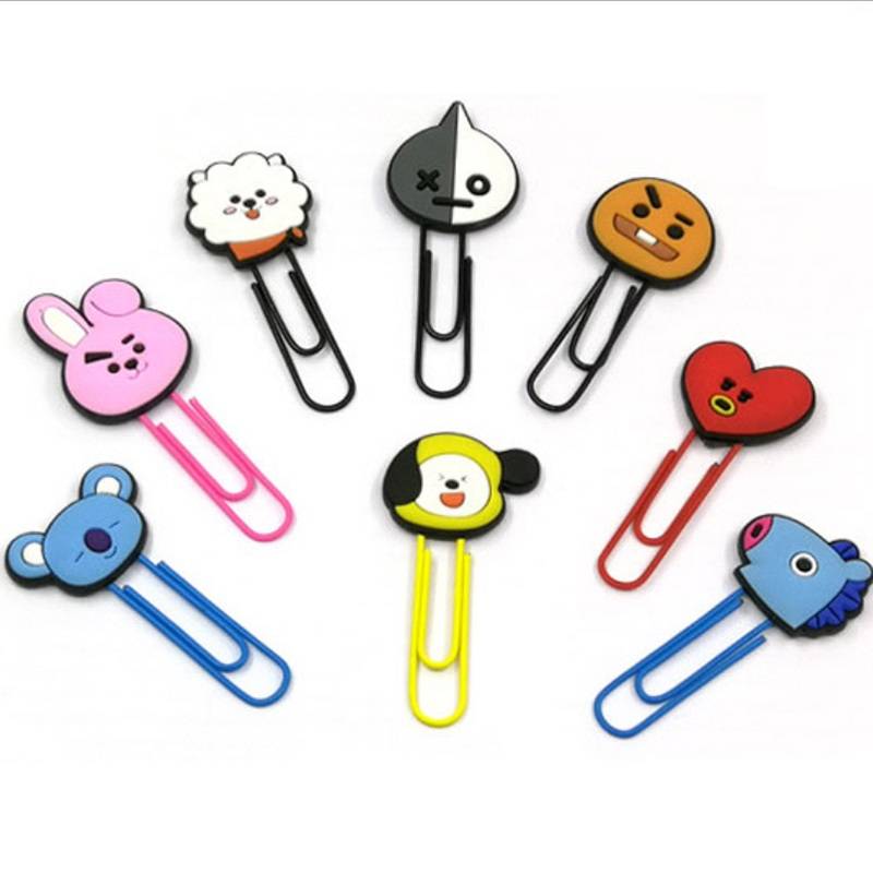 Kẹp giấy hình hoạt họa dễ thương KPOP BTS BT21 Kawaii Cartoons School Office Supply Paper Clip Bookmark Gift Stationery For Book Accessories Teacher Gifts CHIMMY COOKY KOYA MANG RJ SHOOKY TATA