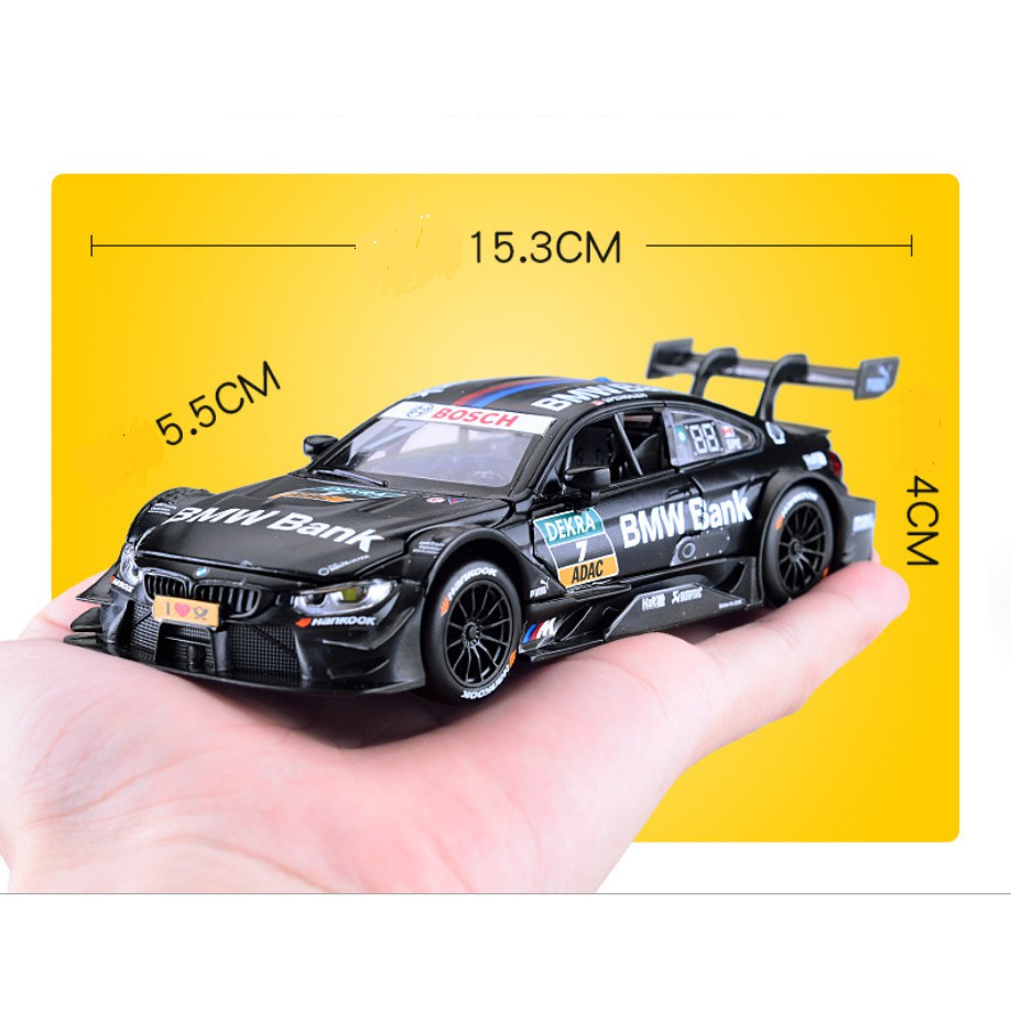 Ô tô Mô Hình BMW M4 DTM - BMW Bank tỉ lệ 1:32 Màu đen. Mô hình siêu xe, mô hình xe đua BMW