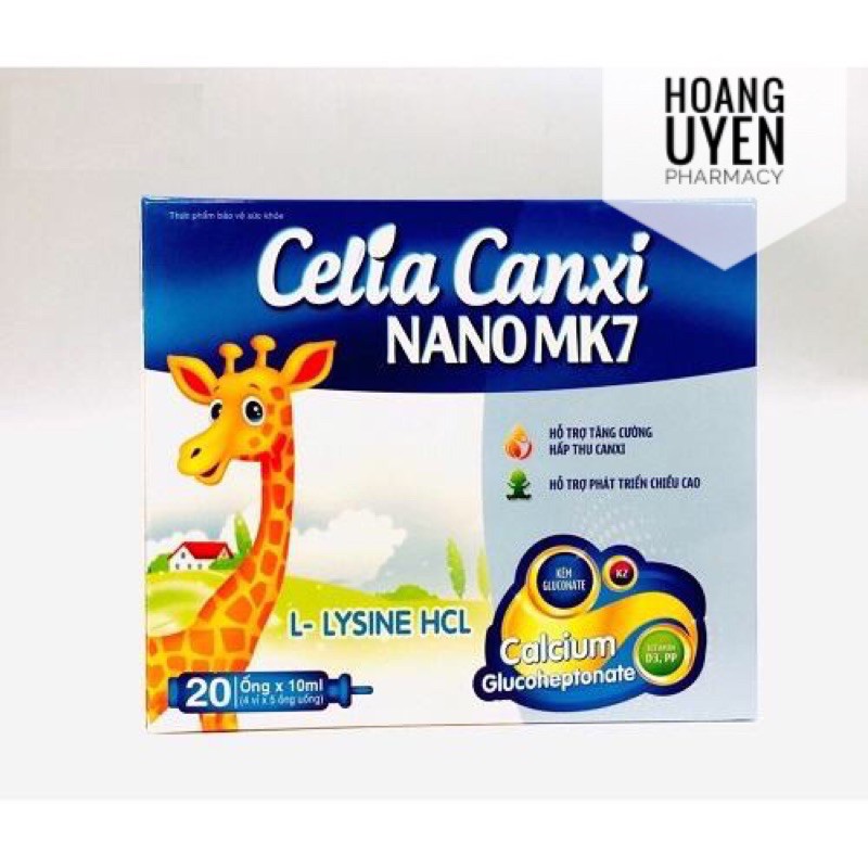 Celia Canxi Nano MK7 - Hộp 20 ống giúp tăng chiều cao, kích thích ăn ngon