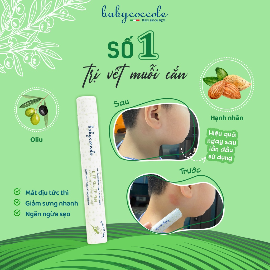 Bút Chấm vết Muỗi Đốt Babycoccole 0M+ Chiết xuất Hạnh Nhân và Dầu oliu 10ml - Hàng chính hãng