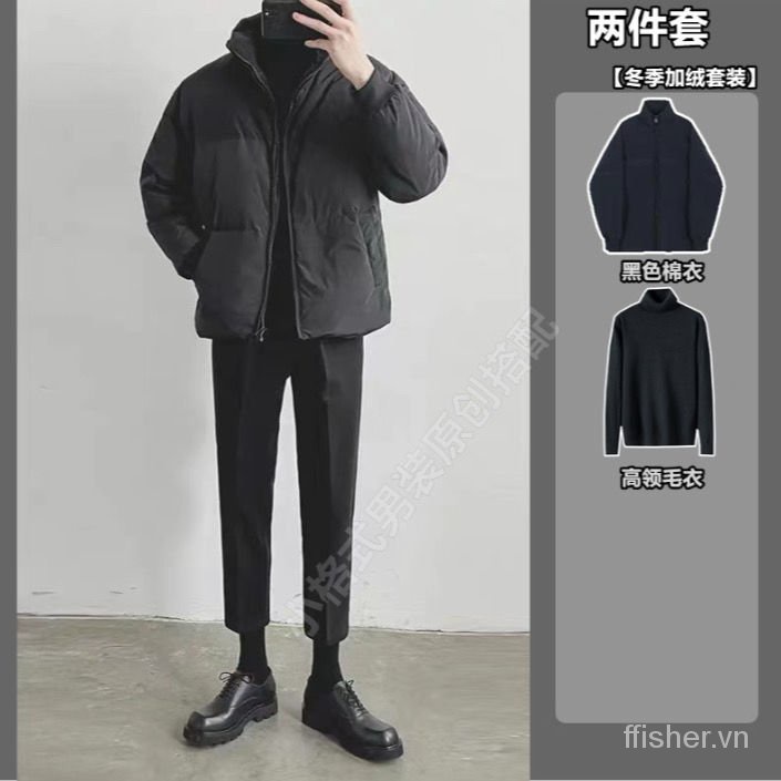 Áo khoác phao cotton dày dáng ôm phong cách Hàn Quốc thời trang thu đông mới cho nam