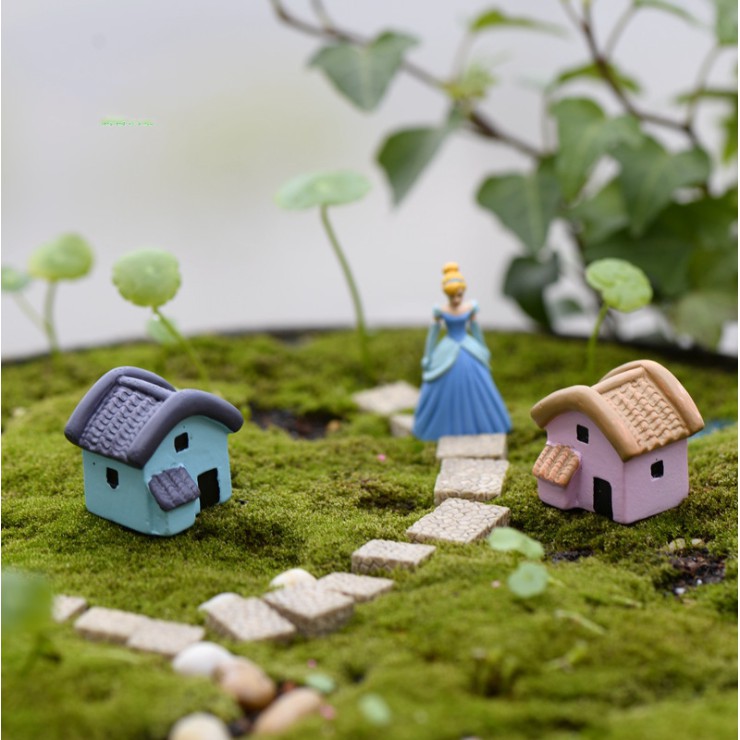 Mô hình ngôi nhà nhỏ mái ngói cho các bạn trang trí tiểu cảnh, terrarium, DIY