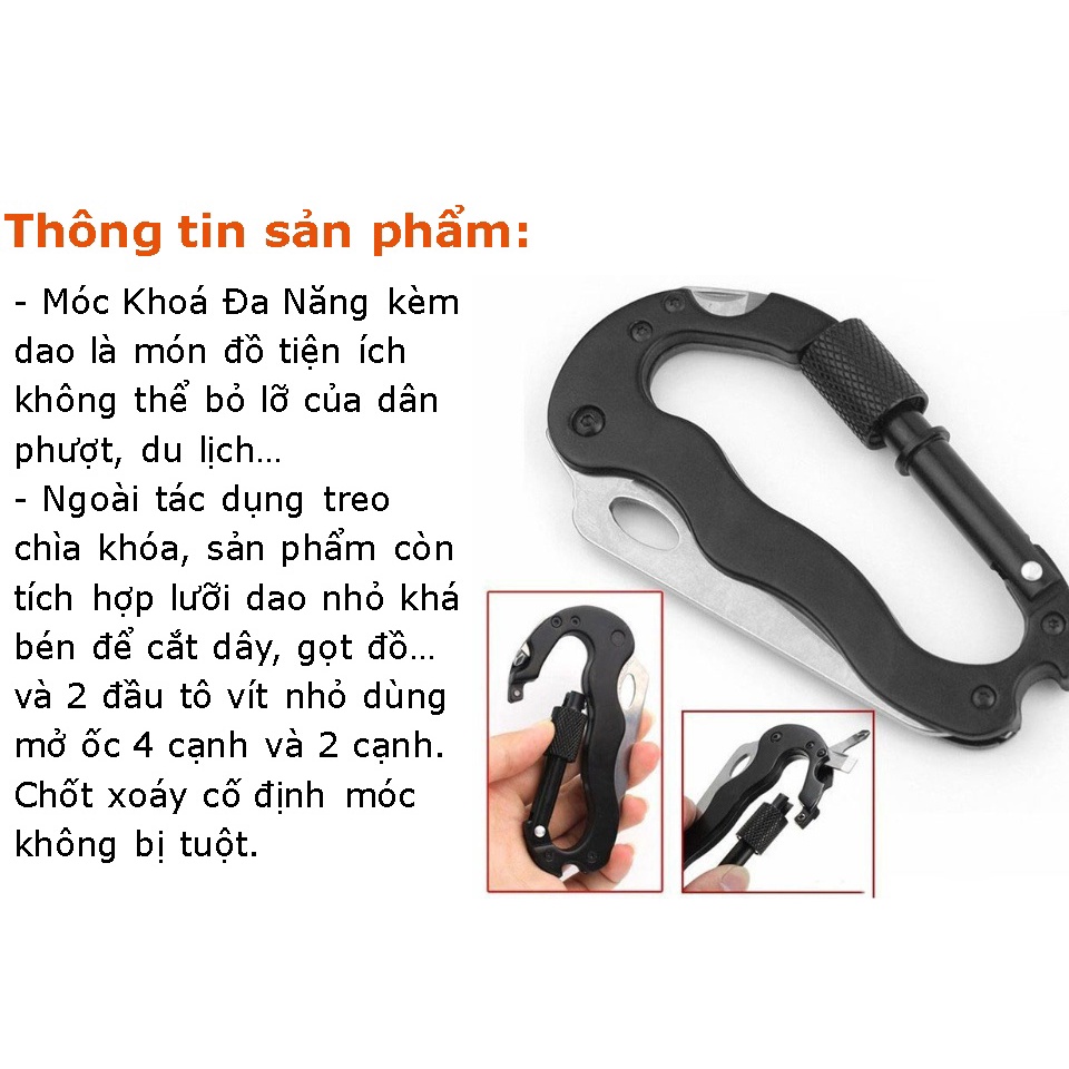 Móc khóa kèm dao phượt mini đa năng 5 in 1