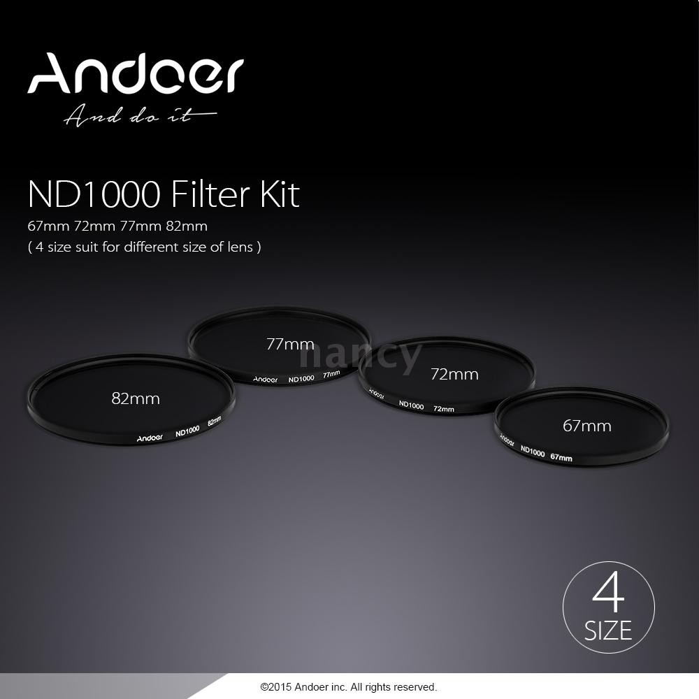 Màn lọc kính Andoer 77mm ND1000 dành cho máy ảnh Nikon Canon DSLR