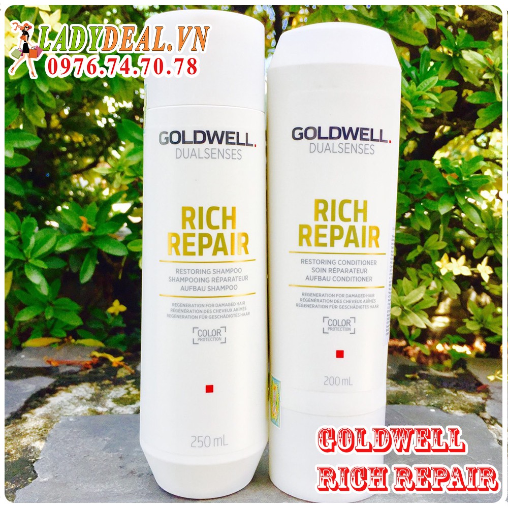 Gội Xả Goldwell rich repair phục hồi tóc hư tổn 200ml + 250ml