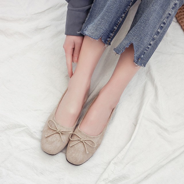 [Rẻ vô đối] Giày bệt nữ da lộn đính nơ xinh Hàn Quốc siêu hot 2020