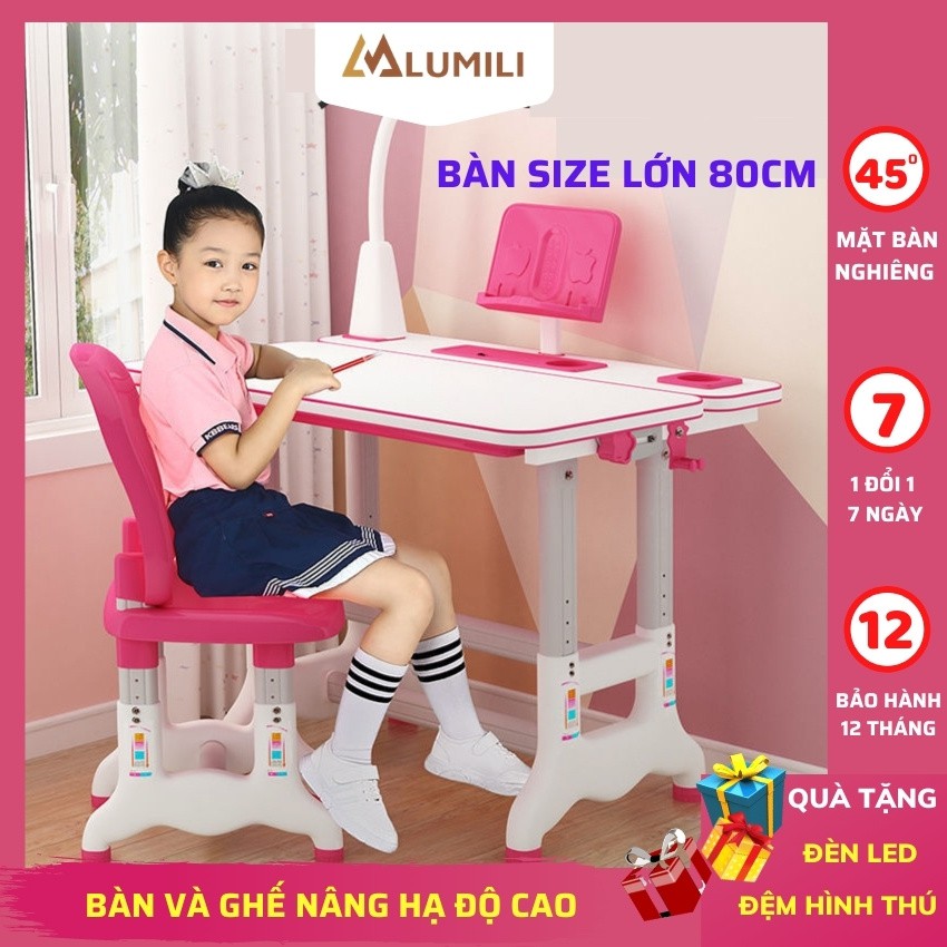 [Size to 80 + tặng đệm ghế] bộ bàn ghế chống gù chống cận cho học sinh bàn học thông minh điều chỉnh độ cao b05