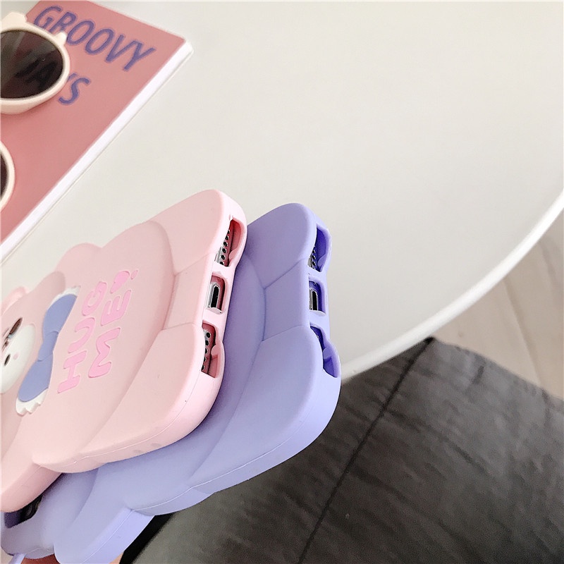 Ốp Điện Thoại Hình Gấu Đeo Nơ 3D Cho Samsung Galaxy A02 A02s A50 A30 A20 A30s A50s A9 2018 J6 J4 2018 J4Plus J6Plus