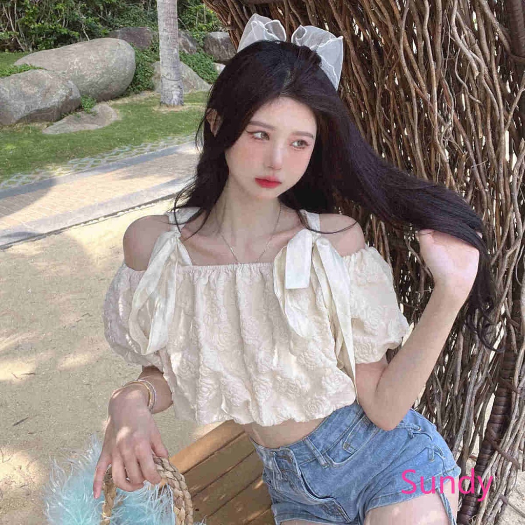 Áo Trễ Vai Tay Phồng Thời Trang Mùa Hè Dành Cho Nữ