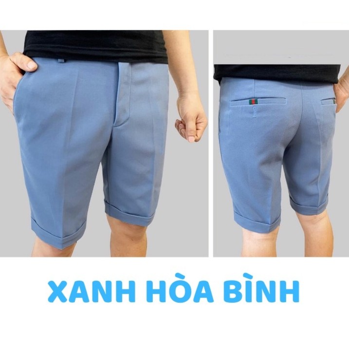 Quần SHORT ngố nam đep, vải âu co giãn Cao cấp phong cách HÀN QUỐC- XANH HÒA BÌNH