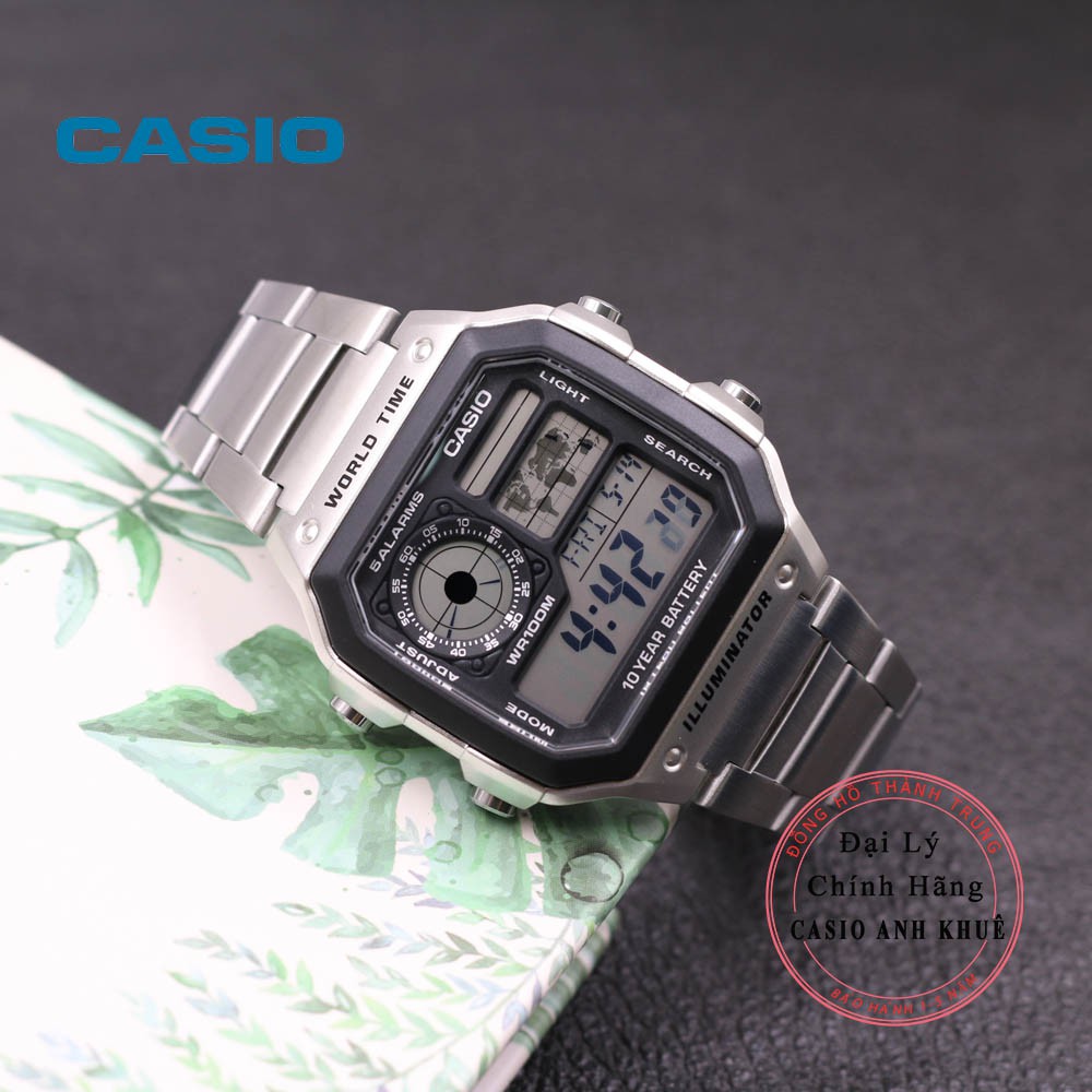 Đồng hồ Nam Casio WorldTime AE-1200WHD-1AVDF dây kim loại