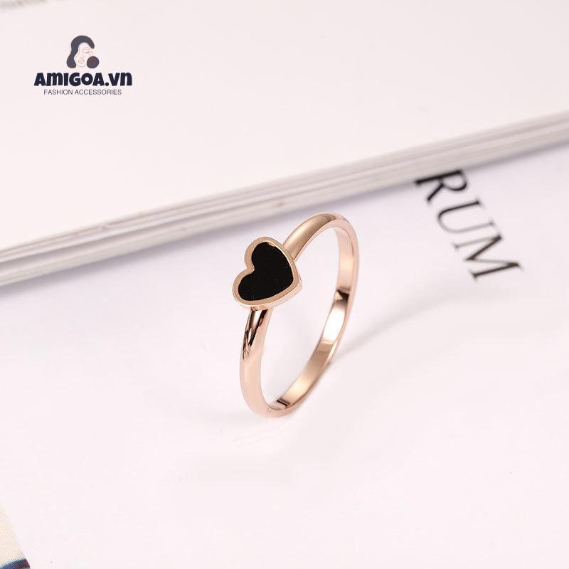 Nhẫn Vỏ Đen Trái Tim Dễ Thương