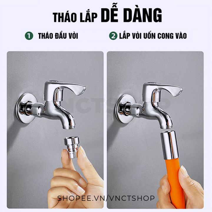 Ống nối dài vòi nước, đầu nối dài vòi nước rửa tay bát chén 30/50cm xoay 360/720 độ uốn cong tiện lợi