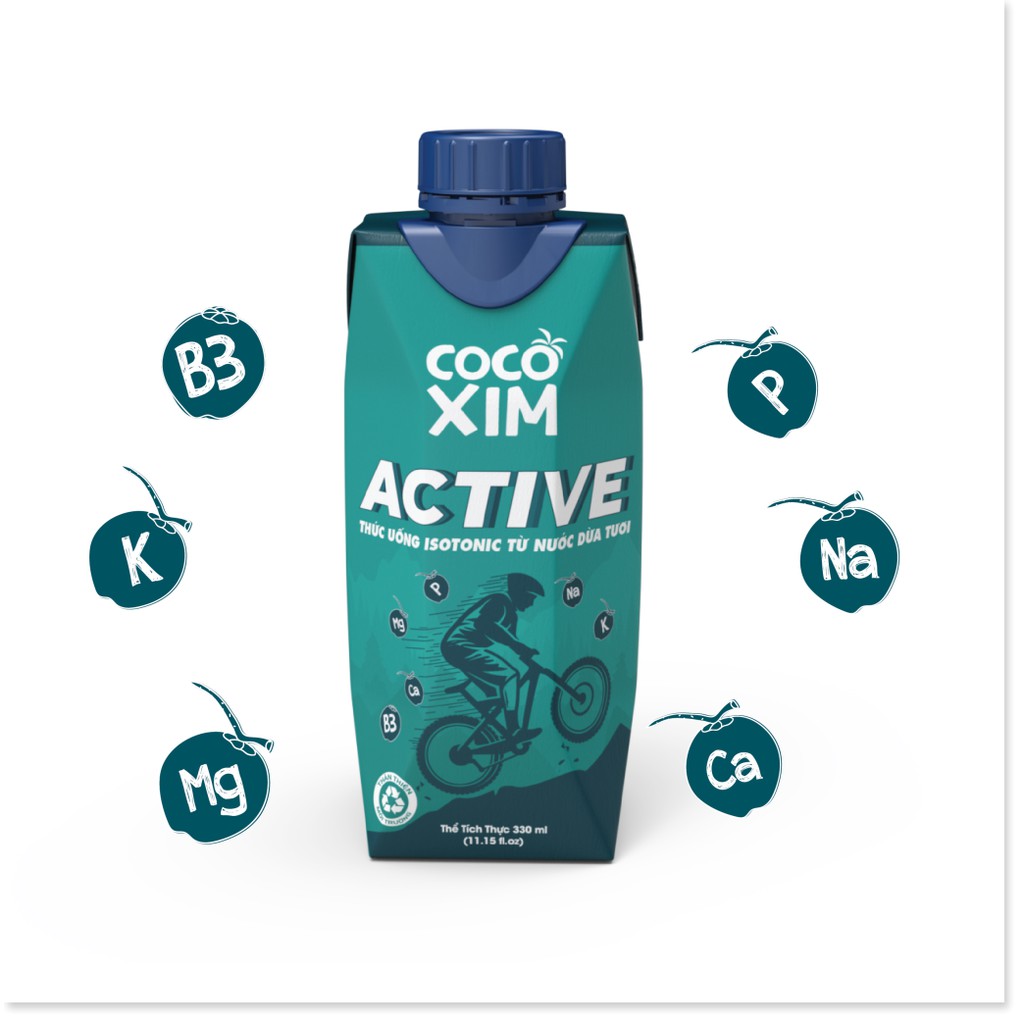 Nước trái cây thể thao Isotonic Active đóng hộp từ 100% Dừa tươi nguyên chất - Thương hiệu COCOXIM 330ml - YOOSOO MALL