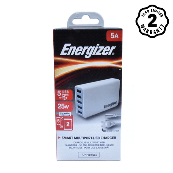 Sạc Energizer 5 cổng USB 25W EU (Trắng) USA5CEUCWH5