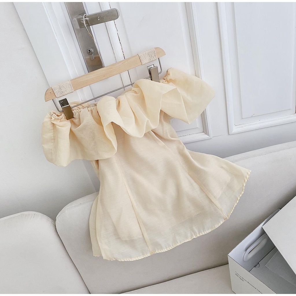 Áo Trễ Vai Bèo Ngắn Tay phong cách Hàn Quốc siêu xinh sẵn hàng