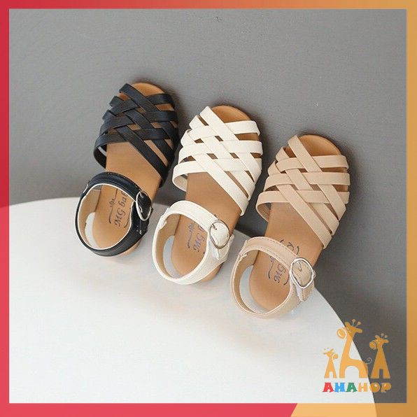 Giày cho bé gái - Dép sandal quai đan chéo chất da PU siêu mềm hàng chính hãng MG Baby cho bé V285