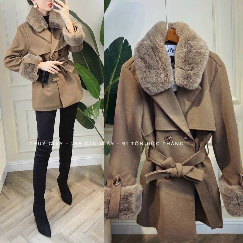 [ MÃ 1801 ] ÁO KHOÁC DẠ CỔ LÔNG PHA TAY LÔNG | BigBuy360 - bigbuy360.vn