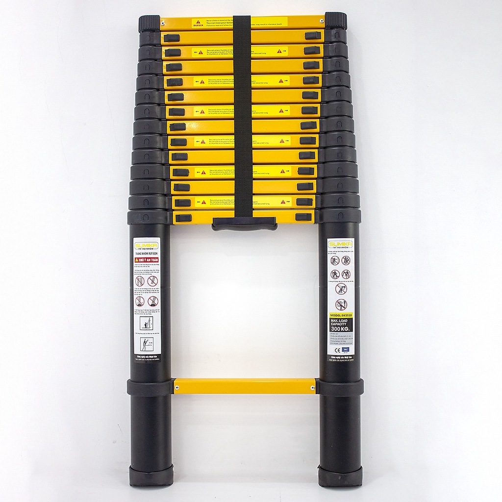 Thang nhôm rút gọn Sumika SKS510 - Chiều cao tối đa 5.1m, chiều cao rút gọn 1.03m, sơn tĩnh điện, chống trầy xước