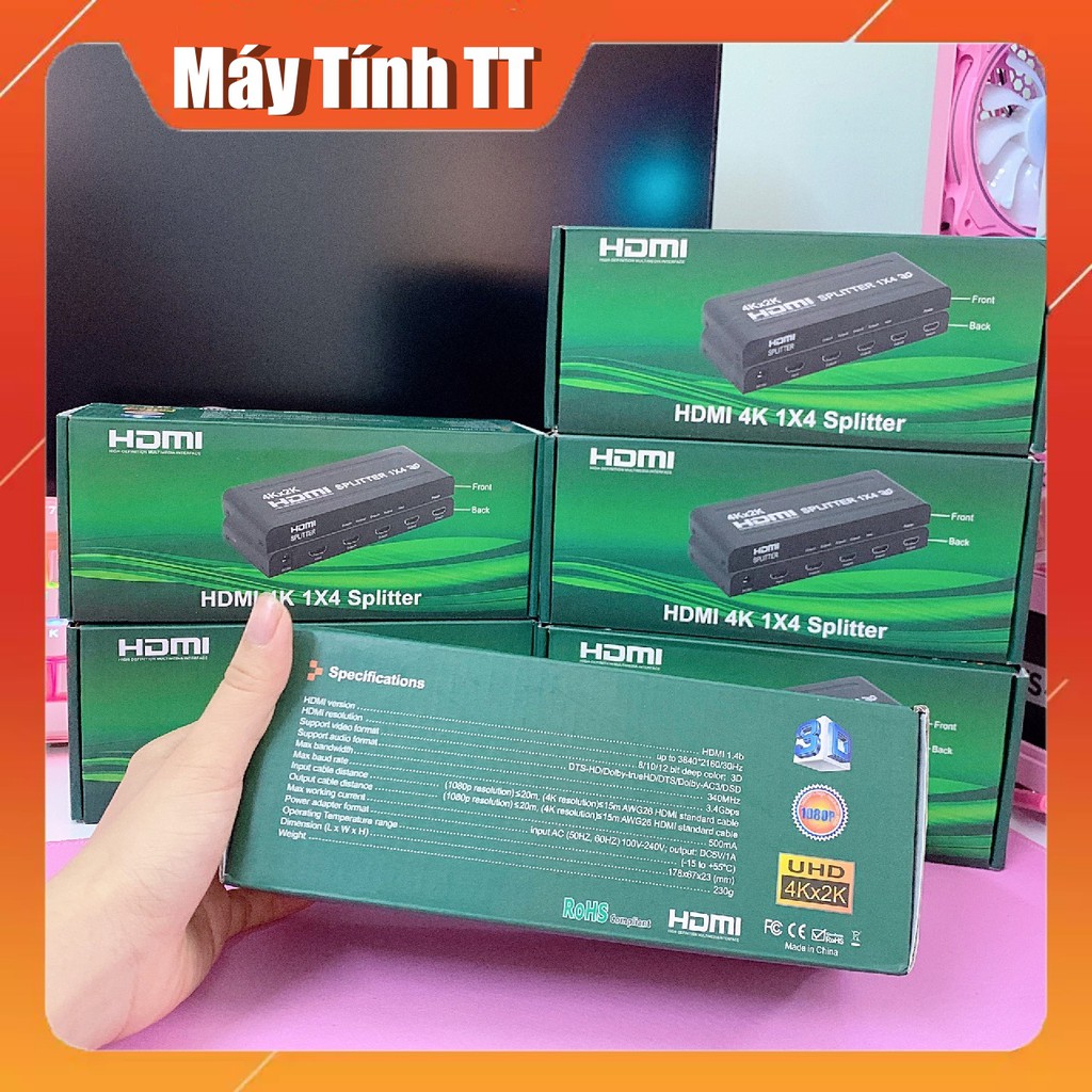 Bộ chia HDMI 1 ra 4 / 1 ra 2 màn hình mach dài xịn 4K Full HD - HUB HDMI 1 ra 4 hỗ trợ 3D mạch dài
