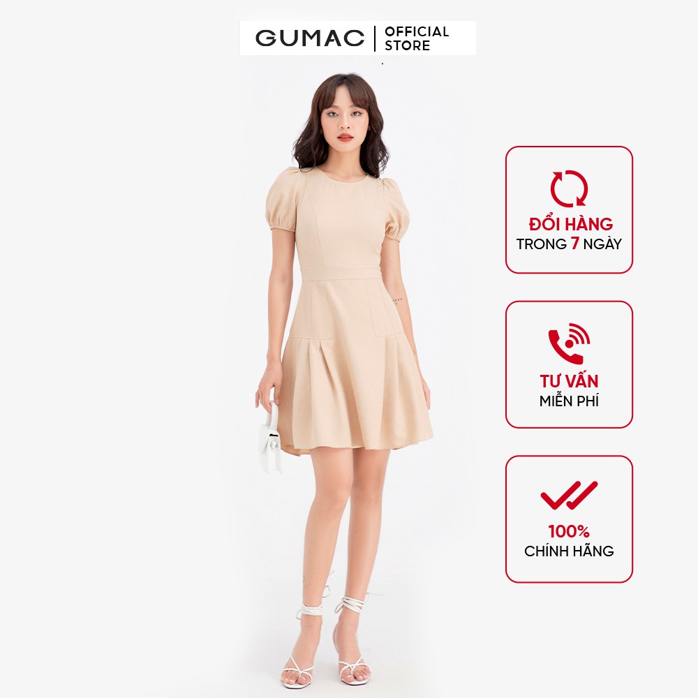 Đầm xòe nữ chiết ly tùng GUMAC DB604