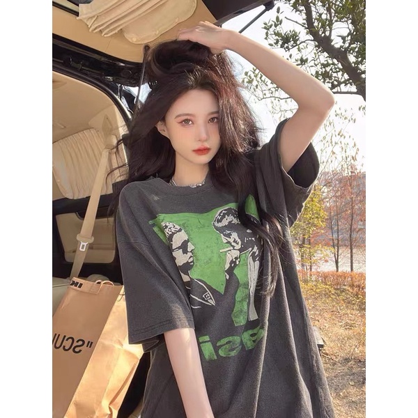 Áo Thun Tay Ngắn Dáng Rộng Chất Liệu Cotton In Họa Tiết Thời Trang Mùa Hè Cho Nữ