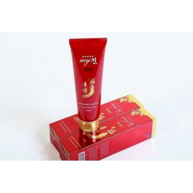 Sữa rửa mặt sâm đỏ My Gold 130ml cho da dầu mụn nhạy cảm hỗn hợp khô tạo bọt thải độc trà xanh rau củ Queen Beauty