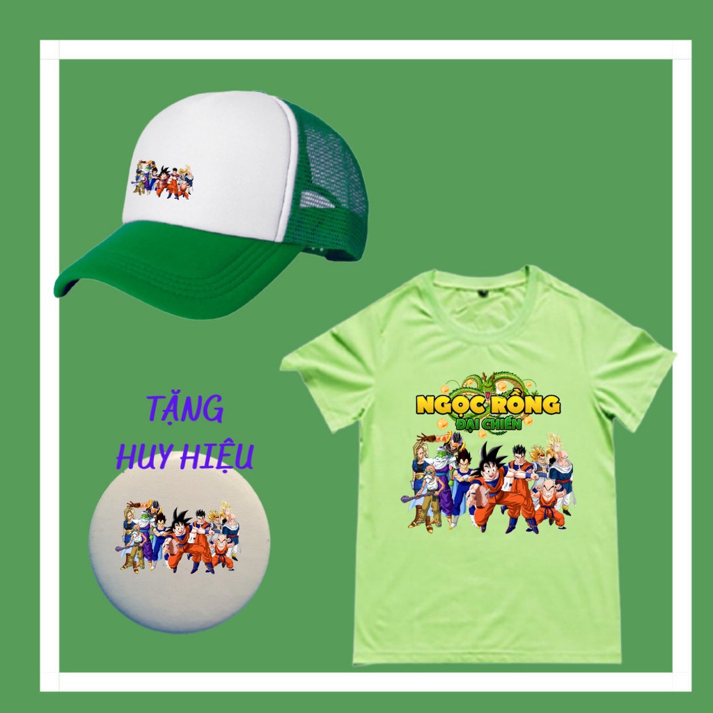 Áo thun Dragon, Songoku, bảy viên ngọc rồng cho bé trai, Mũ lưỡi trai Dragon, Huy hiệu Songoku