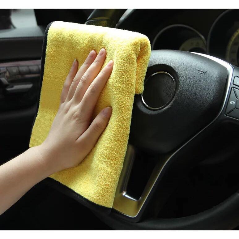 Khăn lau rửa xe Microfiber siêu thấm siêu mịn vệ sinh ô tô, xe máy chuyên dụng 2 lớp