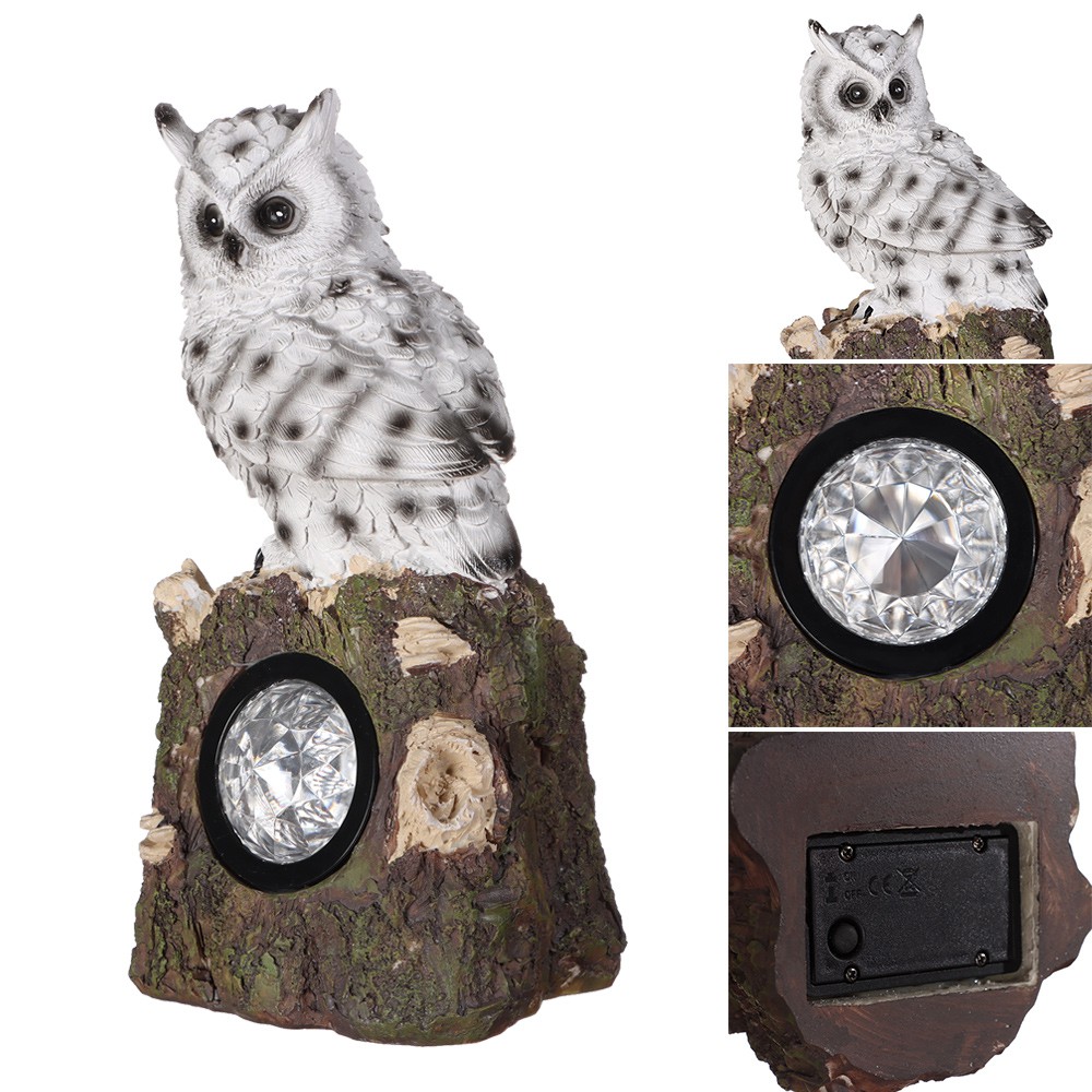 MIOSHOP Gift Owl Figurines Yard Solar Statue Solar Lights Lawn Ornaments Garden Decor Waterproof Patio Outdoor Decorative