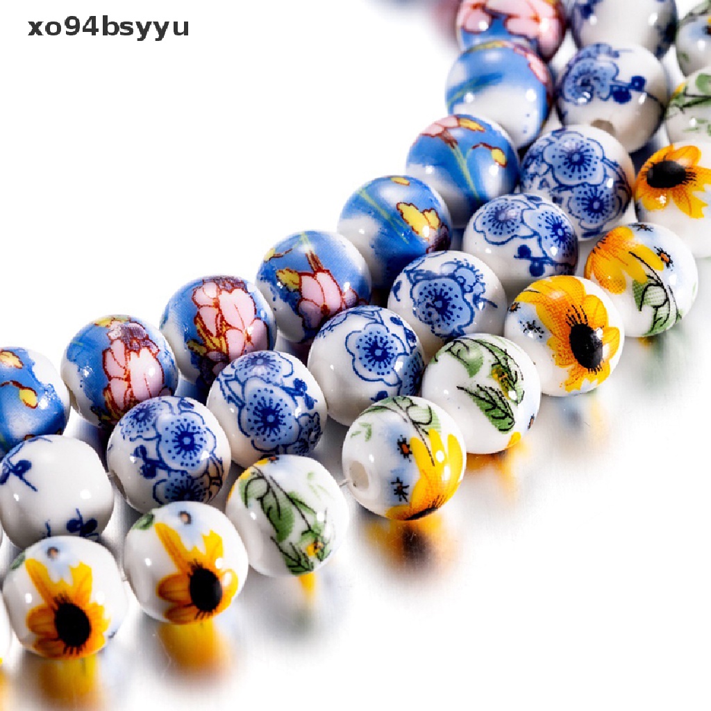 Set 10 Hạt Gốm Sứ Xo94Bsyu Hình Hoa Lá Sen Dùng Làm Trang Sức DIY
