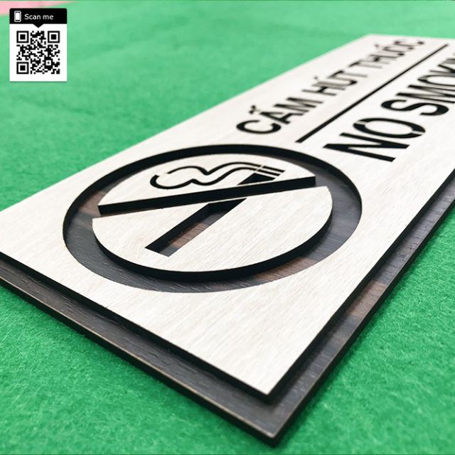 Bảng Gỗ Woody - Cấm Hút Thuốc - No Smoking