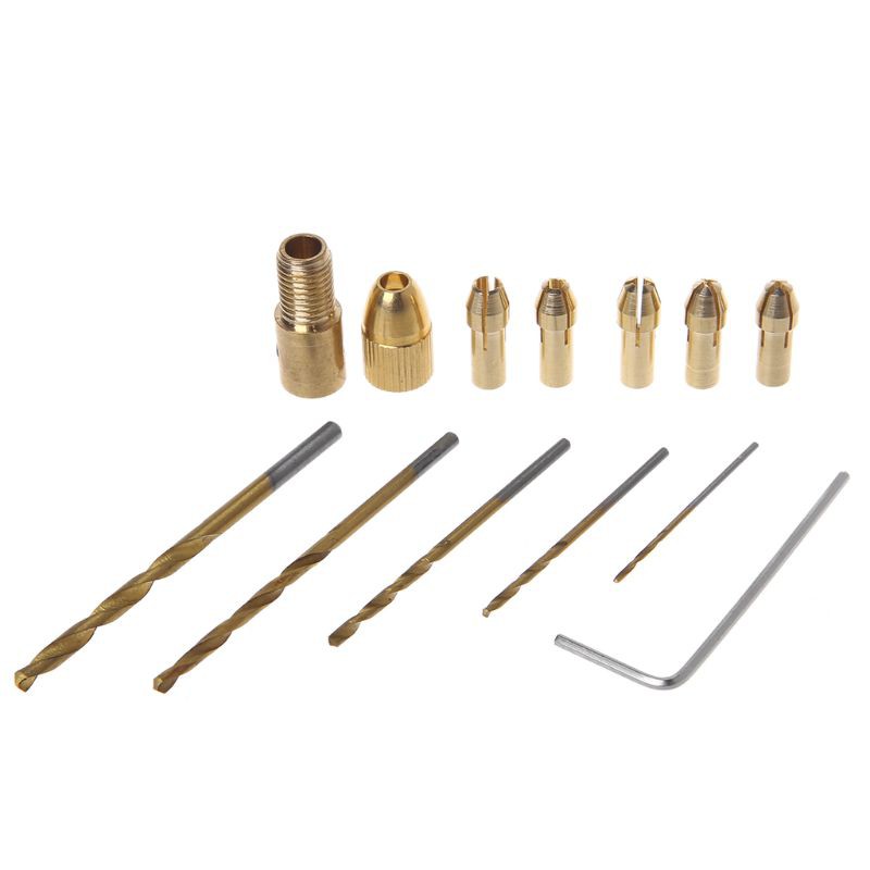 Bộ Dụng Cụ 12 Món Gồm Đầu Kẹp Và Mũi Khoan Ren Xoắn 0.5-3mm Kèm Phụ Kiện Dành Cho Máy Khoan Điện