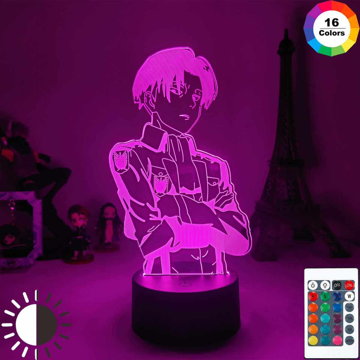 Acrylic Table Lamp A nime Attack on Titan for Room Decor Light Cool Kid Child Gift Captain Le vi Ackerman Figure Night Light