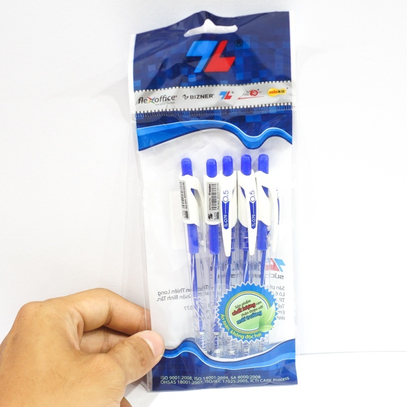 Vỉ 5 Bút Bi 0.5 mm Treeden - Thiên Long TL-079 - Mực Xanh