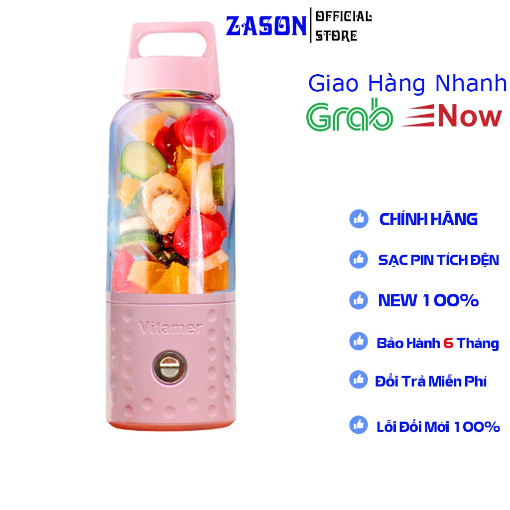 [CHÍNH HÃNG] Máy xay cầm tay mini Vitamer dung tích 500ml, máy xay sinh tố đa năng sạc pin bảo hành 6 tháng