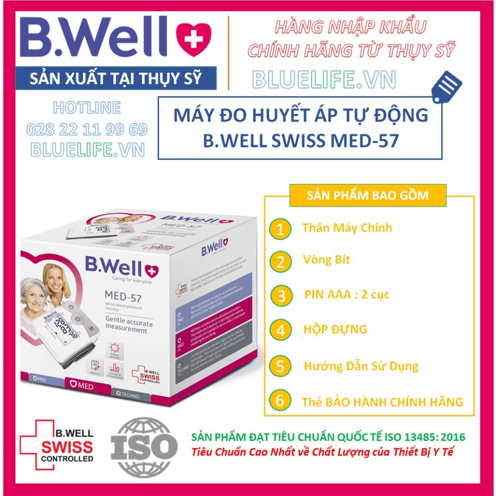 [SIEU SALE] * [SẢN XUẤT TẠI THỤY SĨ] - MÁY ĐO HUYẾT ÁP CỔ TAY CAO CẤP B.WELL SWISS MED-57 - [CHÍNH HÃNG][BẢO HÀNH 5 NĂM