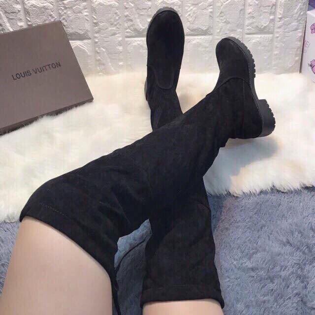 XẢ KHO  Bốt đùi nữ, gót bệt 3 phân, chất da lộn, hàng Quảng Châu