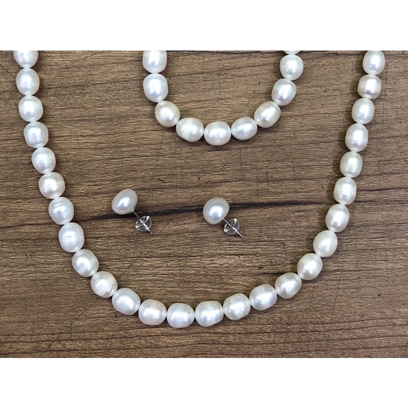 Bộ 3 món trang sức ngọc trai nhân tạo hạt gạo 8ly