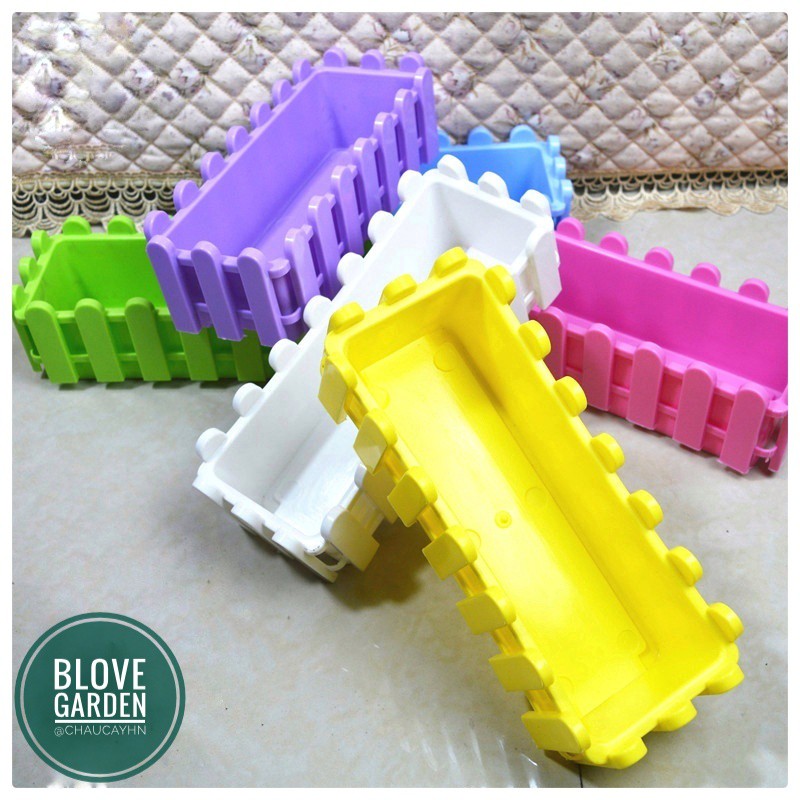 Chậu Hàng Rào to 44cm x 20cm Chậu trồng hoa treo ban công, nuôi cá nhiều màu dày dặn độ bền cao