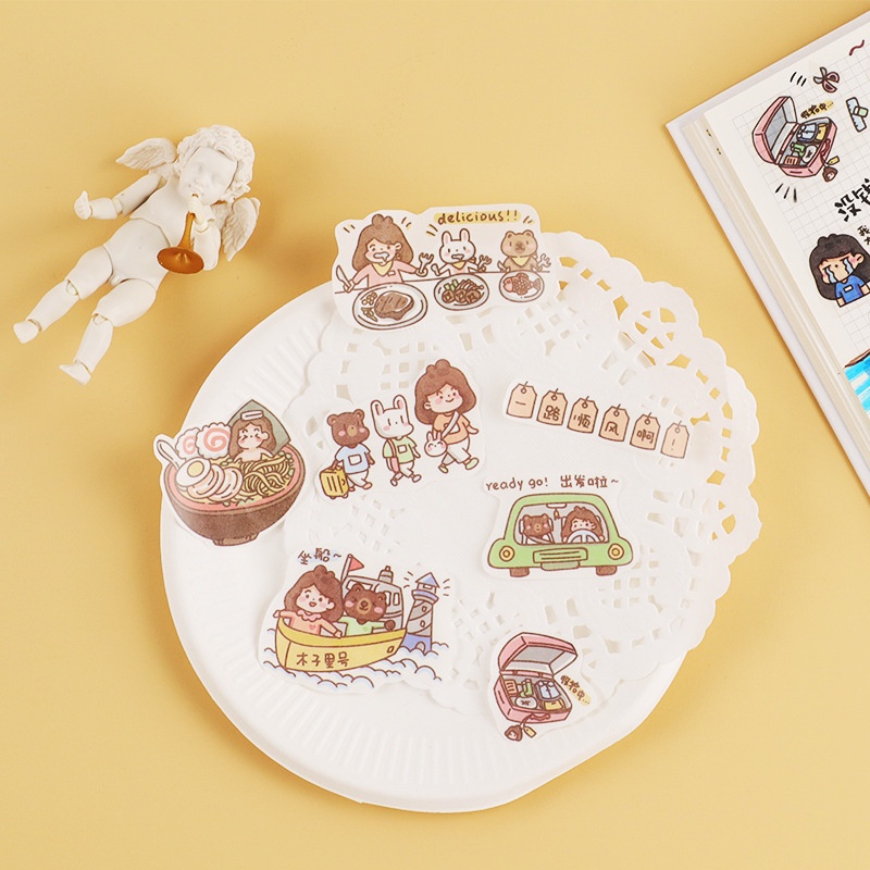 Sticker cute hình dán vintage anime hộp 100 tấm trang trí mũ bảo hiểm sổ dễ thương blackpink bts bullet journal TOGU