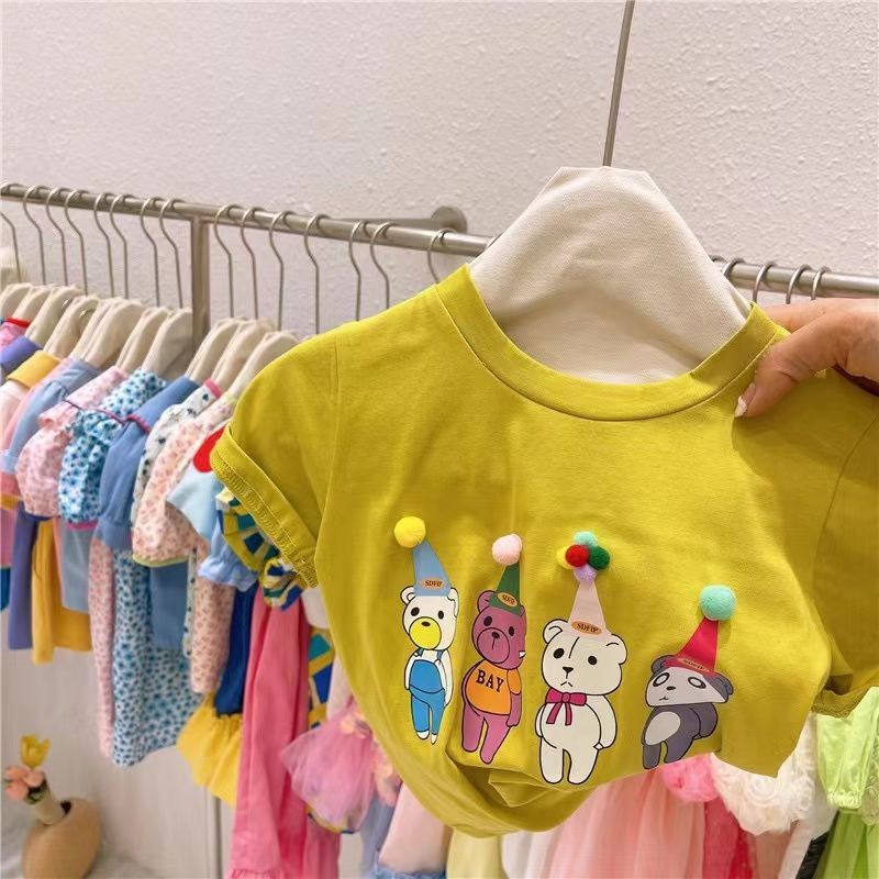 Áo Thun Cotton Mềm Ngắn Tay Họa Tiết Gấu Phong Cách Nhật Bản Thời Trang Mùa Hè Dành Cho Trẻ 2022