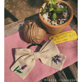 Nơ buộc tóc thêu tay / nơ cột tóc thêu tay hoa nhí