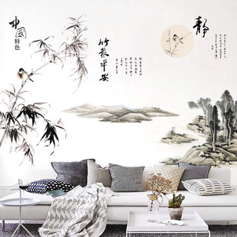 Decal dán tường phong cảnh núi non 03 size to GS8333