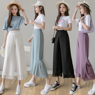 Quần Voan Ống Rộng Lưng Cao Xinh Xắn Dành Cho Nữ
