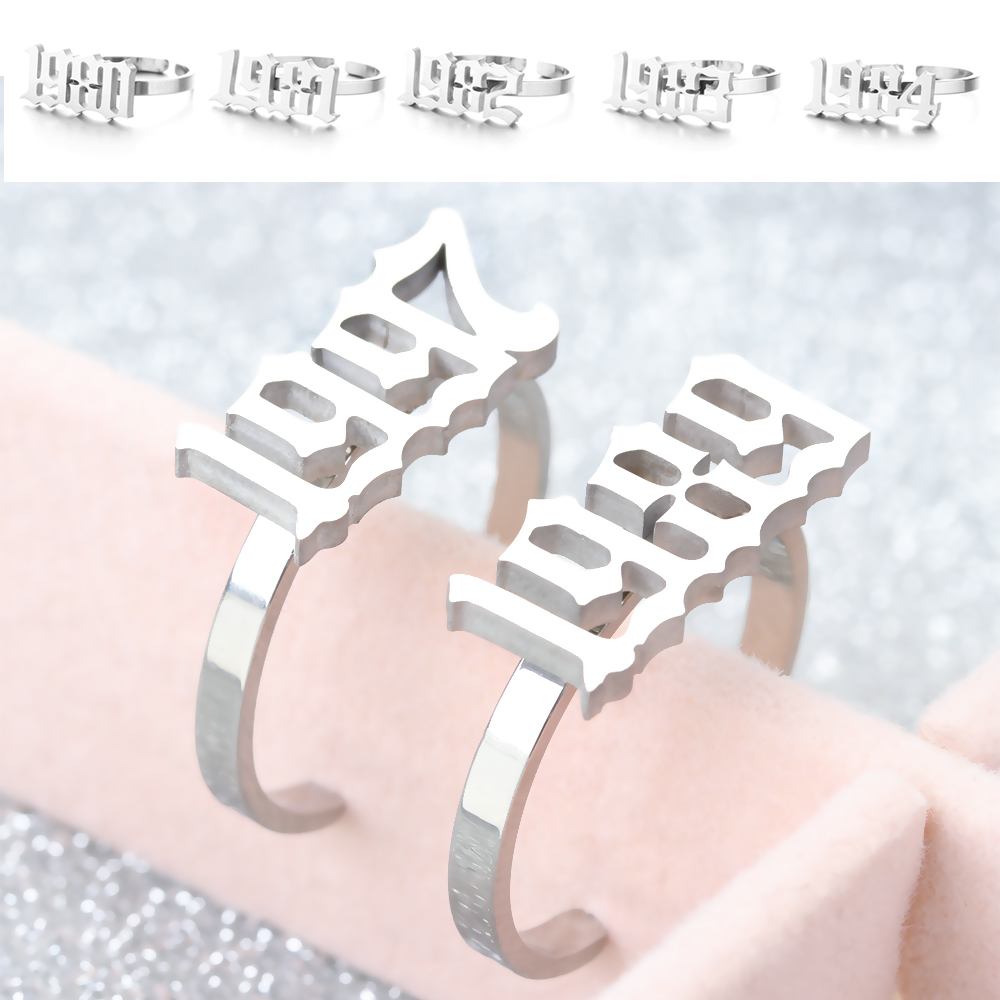 Nhẫn Thời Trang Bằng Thép Không Gỉ Họa Tiết Số 1980 - 2000