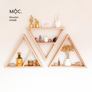 Kệ Gỗ Tam Giác Có Thanh Ngang / Kệ Trang Trí Tường Gỗ Thông - Mộc. HOME