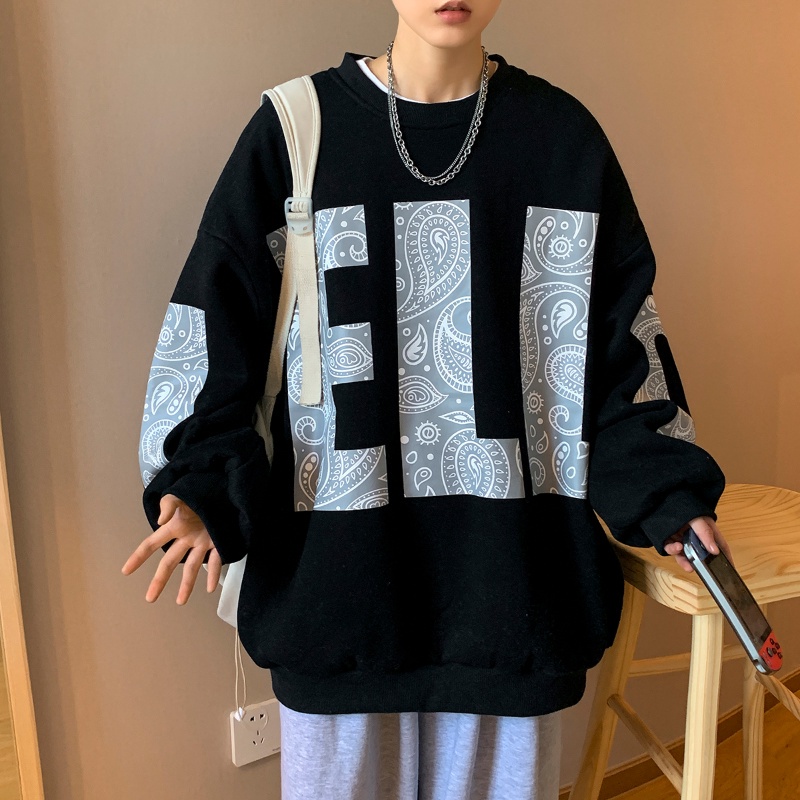 Áo thun tay dài cổ tròn in hình thời trang cho nam